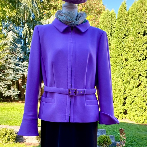 Designer Escada Virgin Wool Lavender Light Jacket  Blazer Office Outfit - Picture 3 of 12